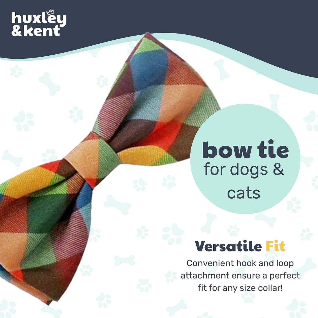 Huxley & Kent Pet Bow Tie for Dogs & Cats, Fall Check, Large/XLarge