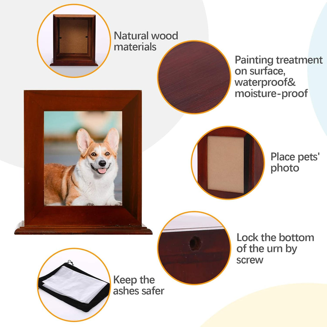 BRKURLEG Dog Urns for Ashes, Animal Wood Urn