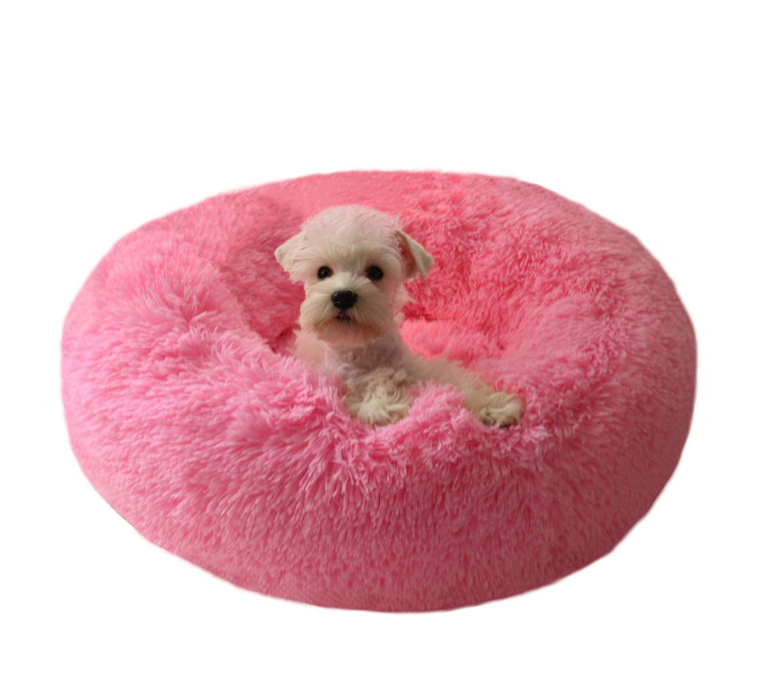 BODISEINT Modern Soft Plush Round Pet Bed for Cats or Small Dogs