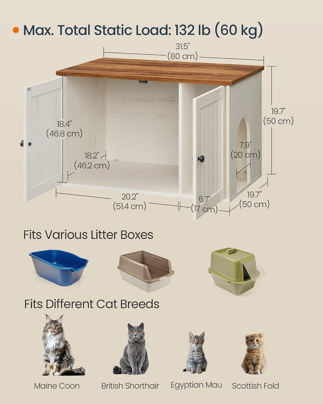 SONGMICS HOME Toolless Assembly Litter Box Enclosure, Cat House