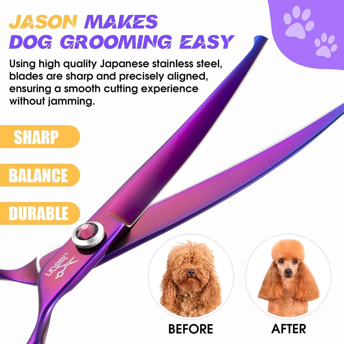 JASON Curved Dog Grooming Scissors