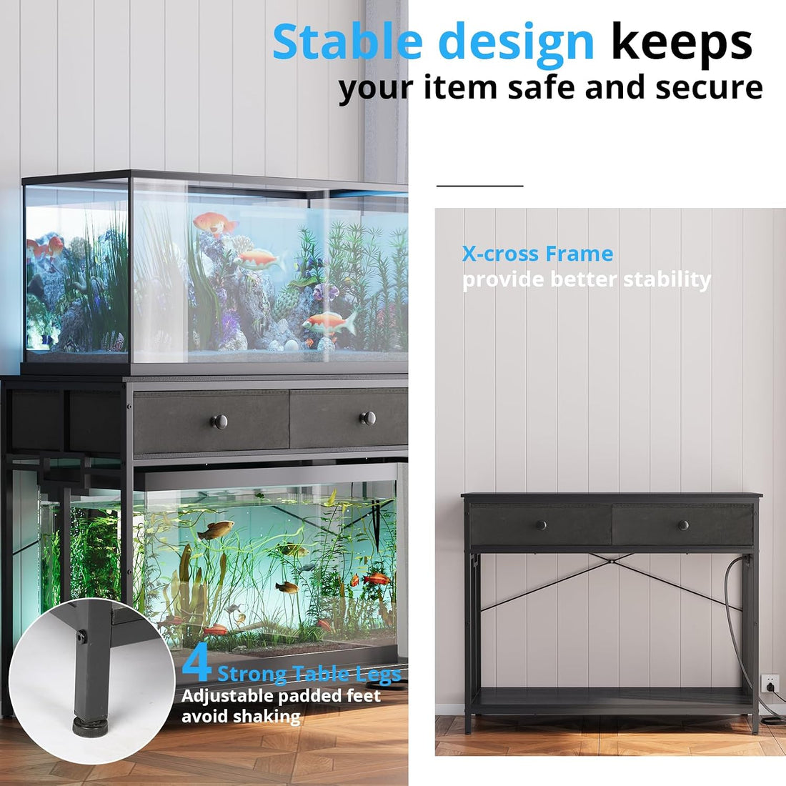 VOWNER 40 Gallon Aquarium Stand with Power Outlet & Cabinet Storage