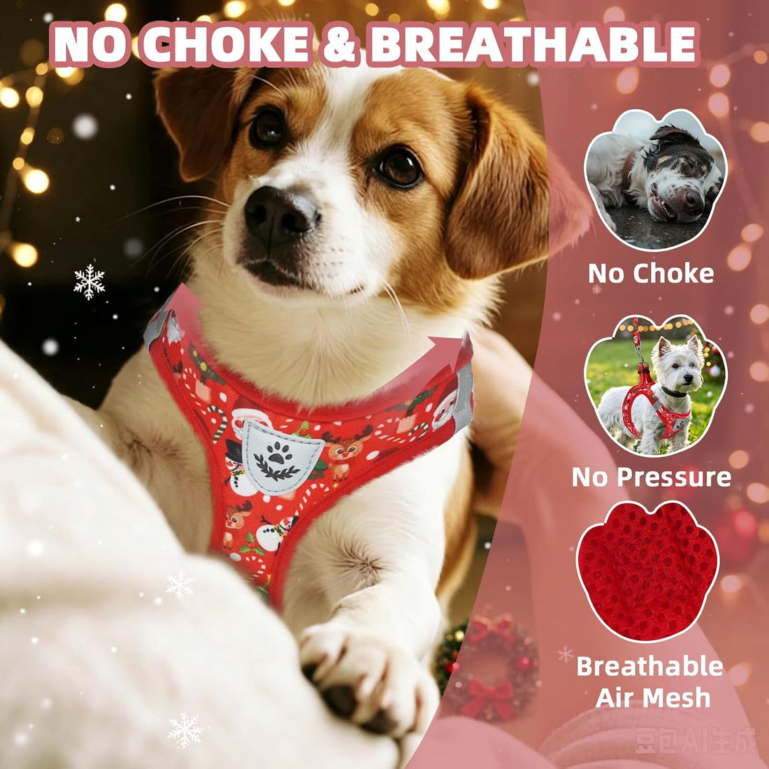 PAWCHIE Christmas Dog Harness and Leash Set