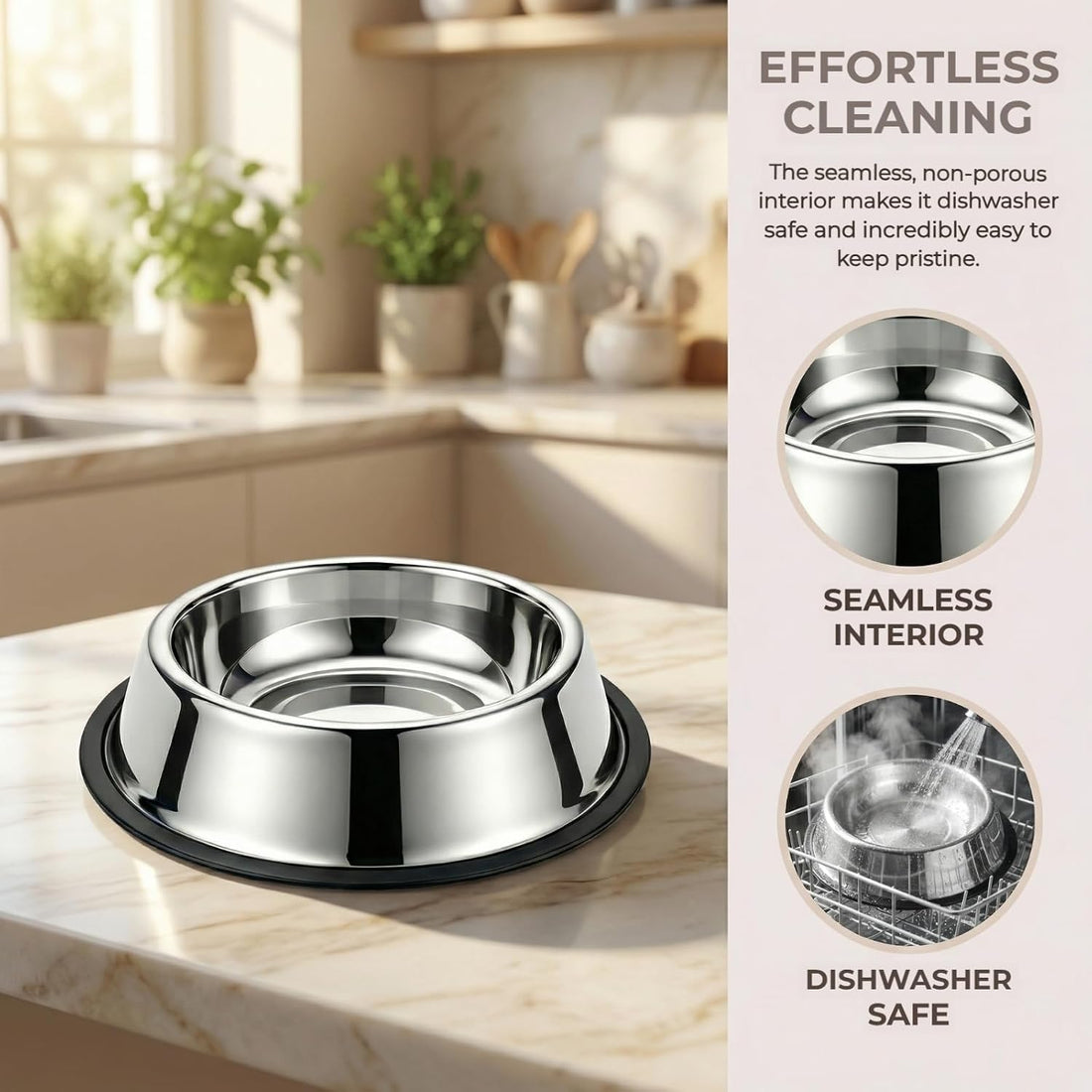 No-tip Stainless Steel Dog Bowls, 54oz, 2-Pack