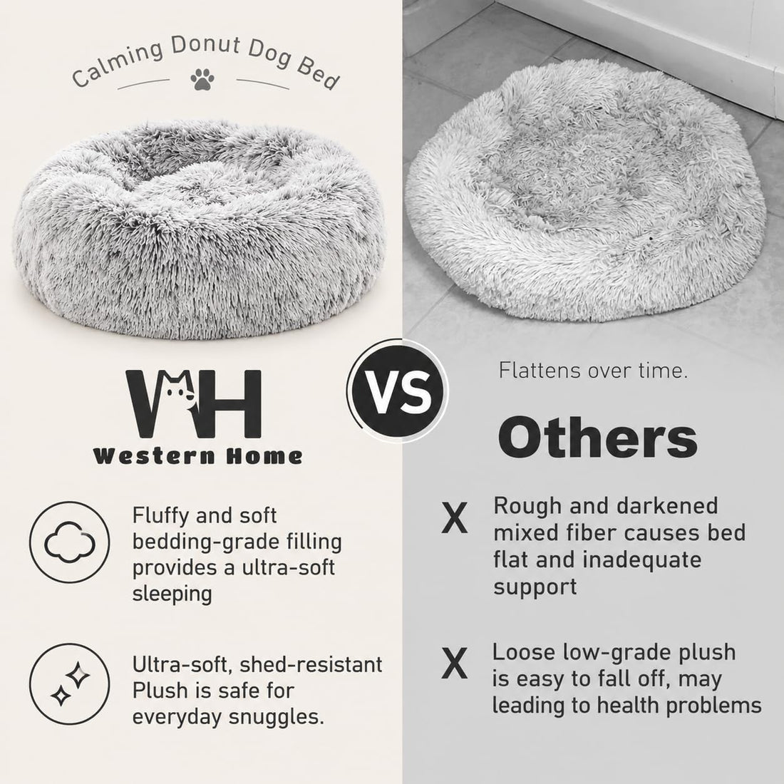 WESTERN HOME WH Calming Soft Round Dog & Cat Bed