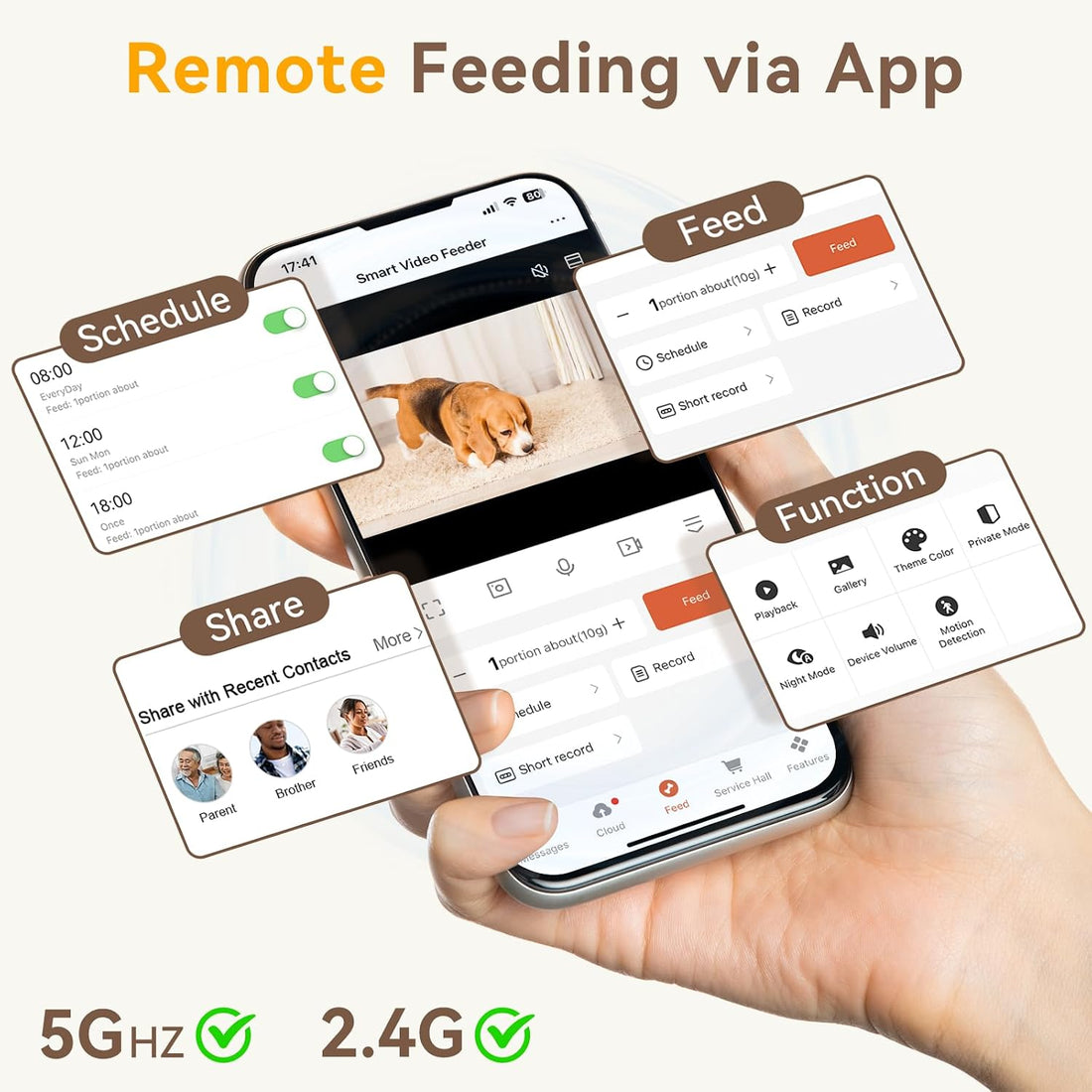 UTCG Automatic Dog Feeder with Camera: 8L/33 Cups 5G WiFi