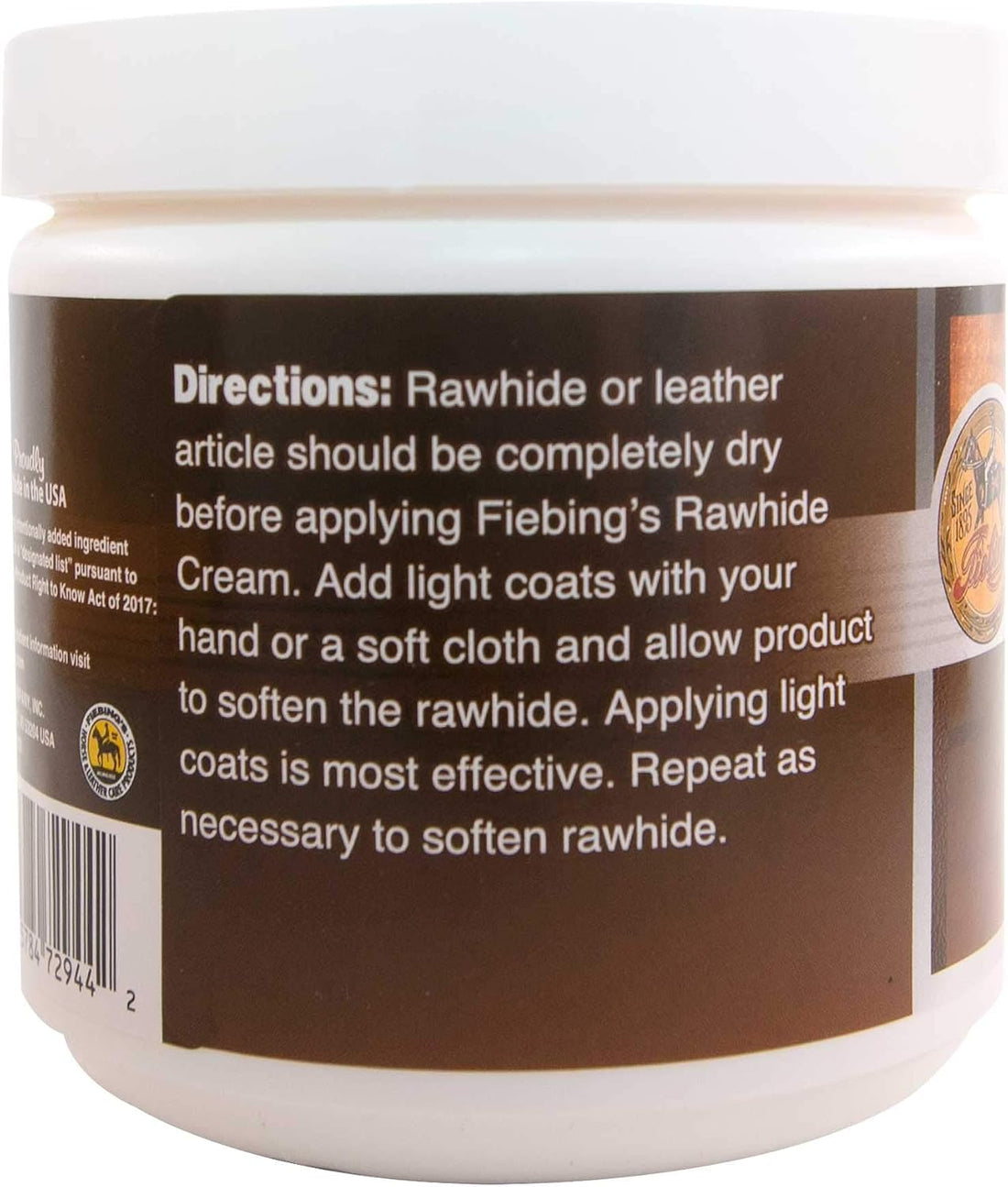 Fiebing's Rawhide Cream 14oz Ideal for Conditioning, Softening