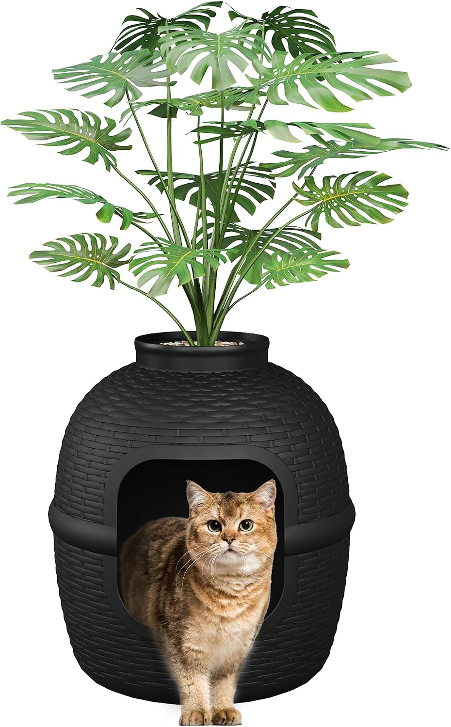 FansaFurn Large Cat Litter Box, Hidden Litter Box with Faux Plant