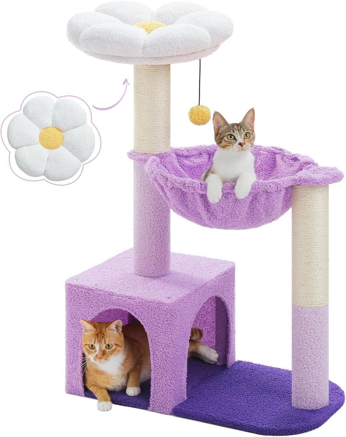 MUTTROS Flower Cat Tree with Large Metal Frame Hammock