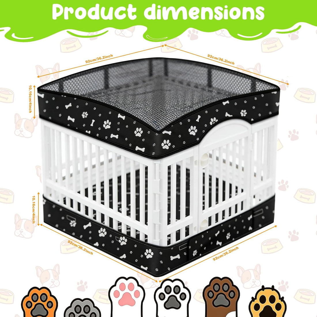 Dog Playpens Cover and Bottom Mat Set,Playpen Not Included