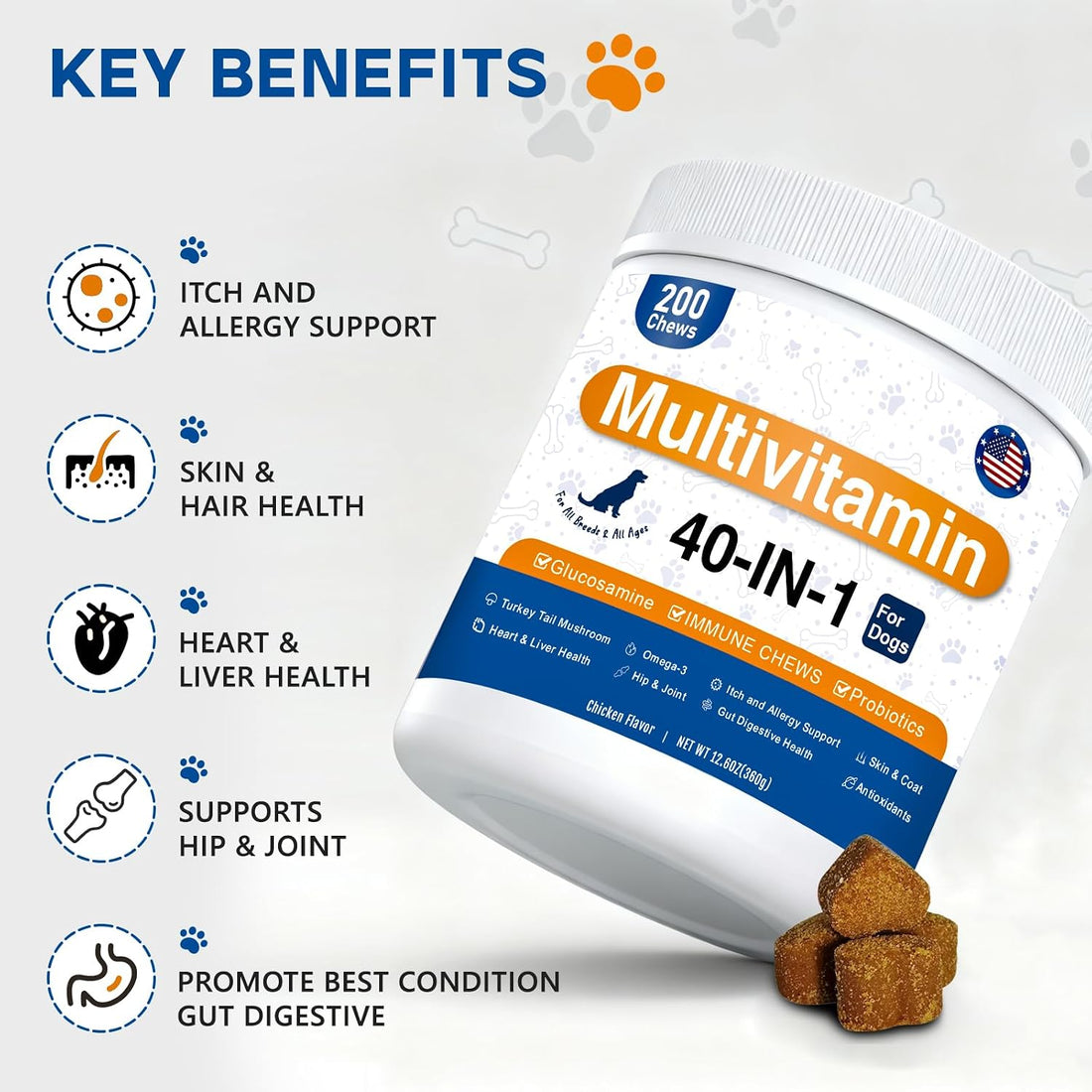 Dog Multivitamin Chews 150ct 40-in-1 Dog Vitamins and Supplements