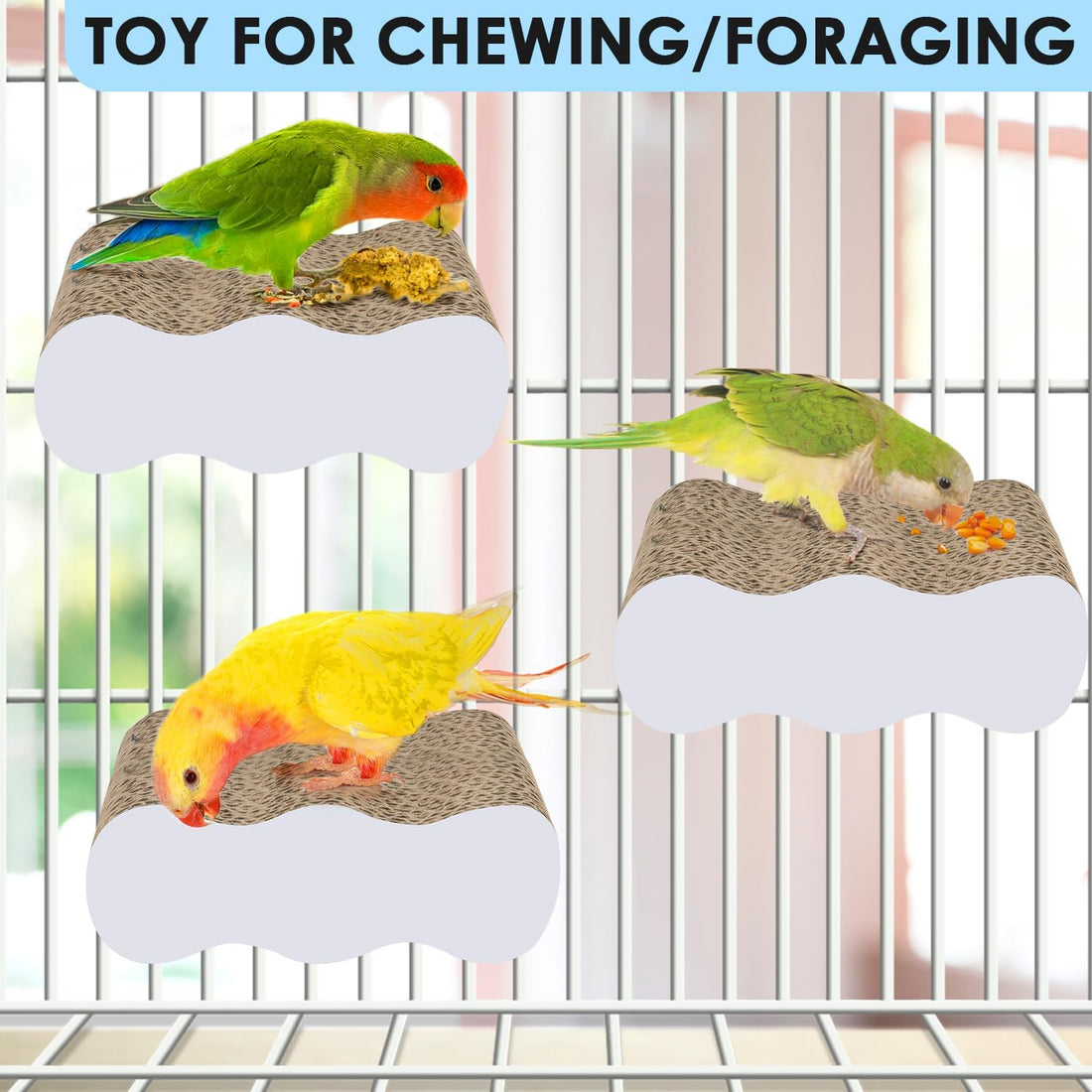 KATUMO Bird Perch Conure Cage Stand Parakeet Shredder Foraging Toys