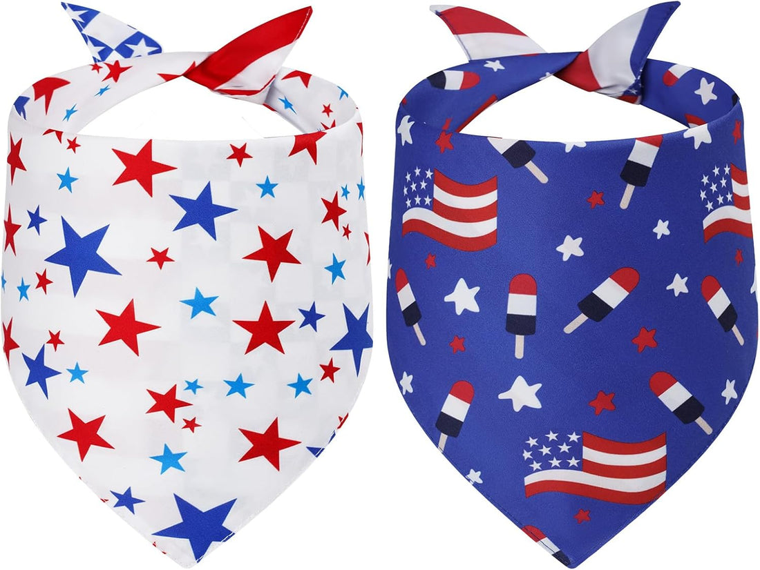 Halloween Dog Bandanas Large 2PCS, Plaid Scarfs for Boy and Girl