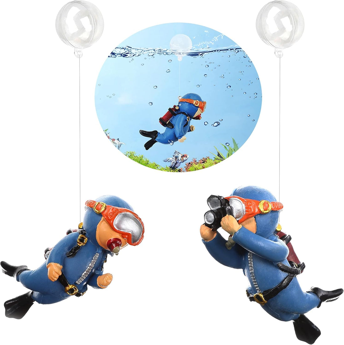 2-Pack Floating Little Diver, Aquarium Decorations for Fish Tanks