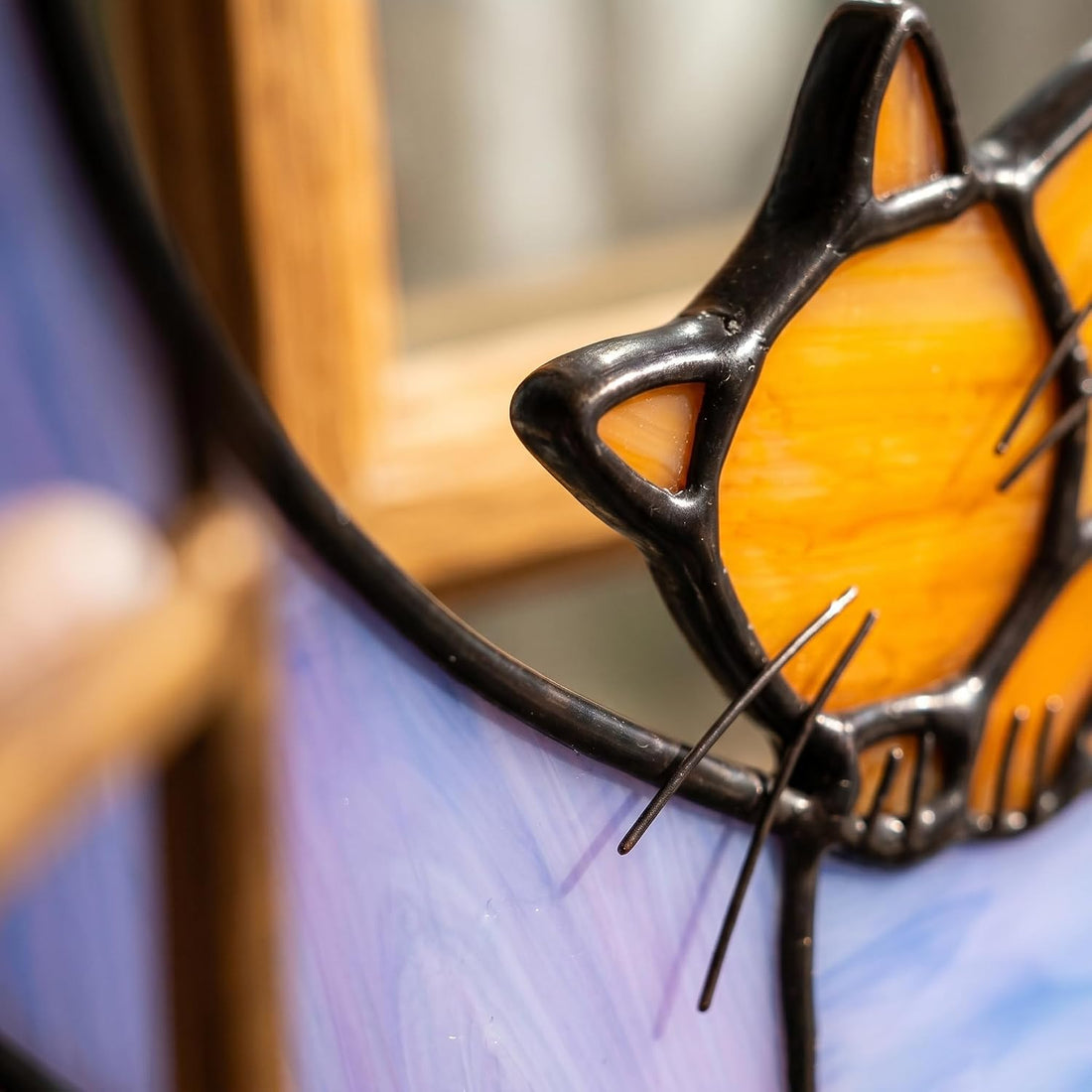 Grey Cat Memorial Stained Glass Suncatcher Cat Loss Sympathy Gift