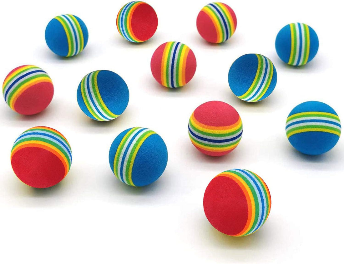 VOVIGGOL 12 Pack 2 Color Rainbow Cat Toy Balls Soft EVA Foam