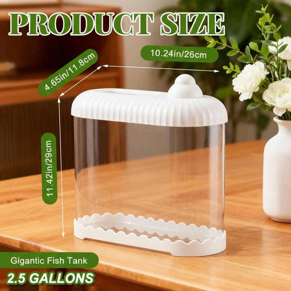 Geelin Pink 2 Gallon Plastic Fish Tank Shatterproof Betta Aquarium