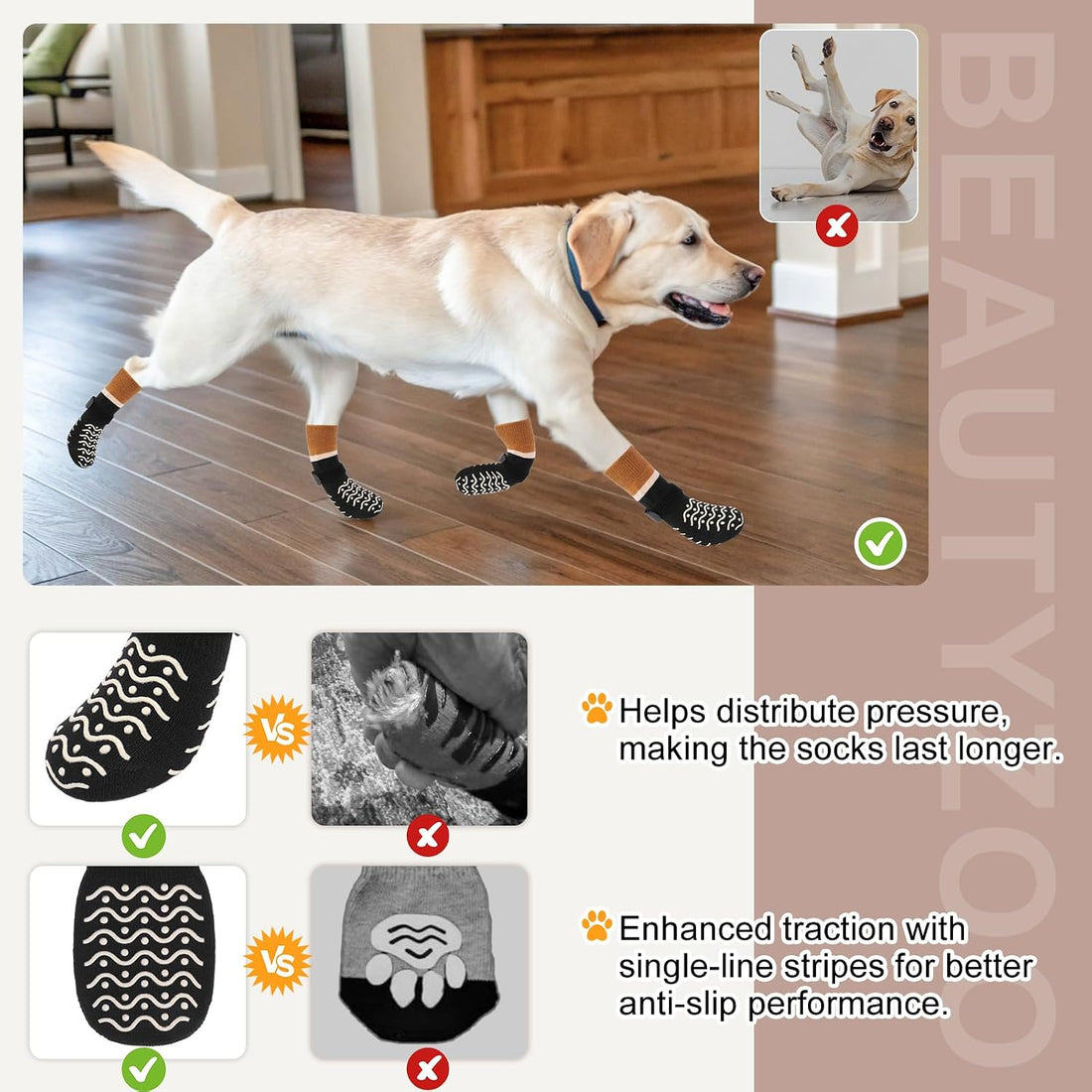 BEAUTYZOO Anti Slip Dog Socks