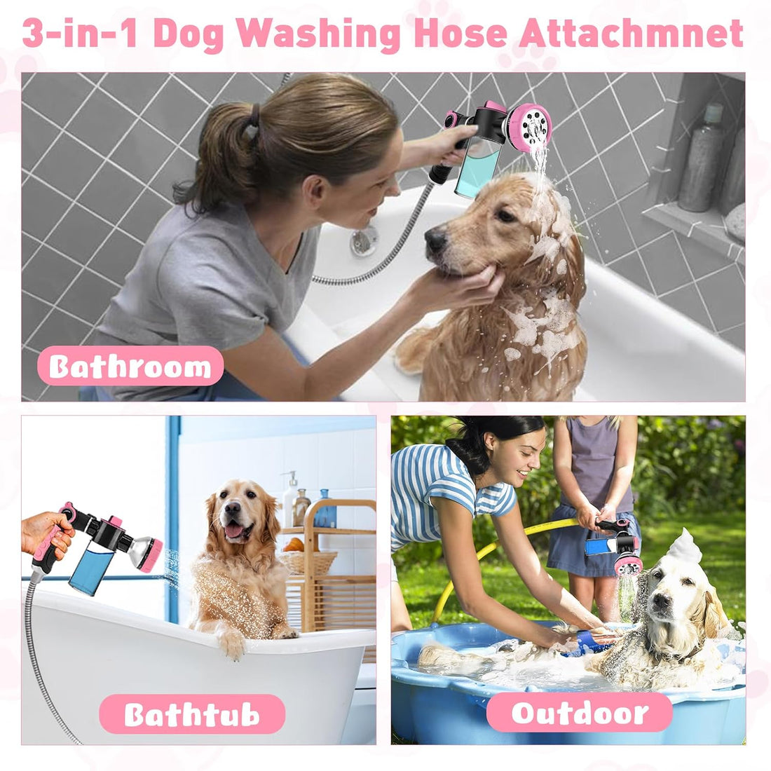 Dog Shower Attachment with 6.6FT Shower Hose