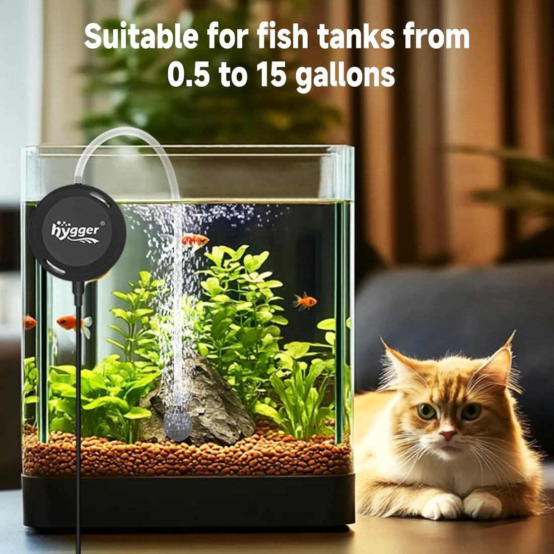 hygger MINI 1.5W Fish Bowl Aqaurium Silent Air Pump with Accessories