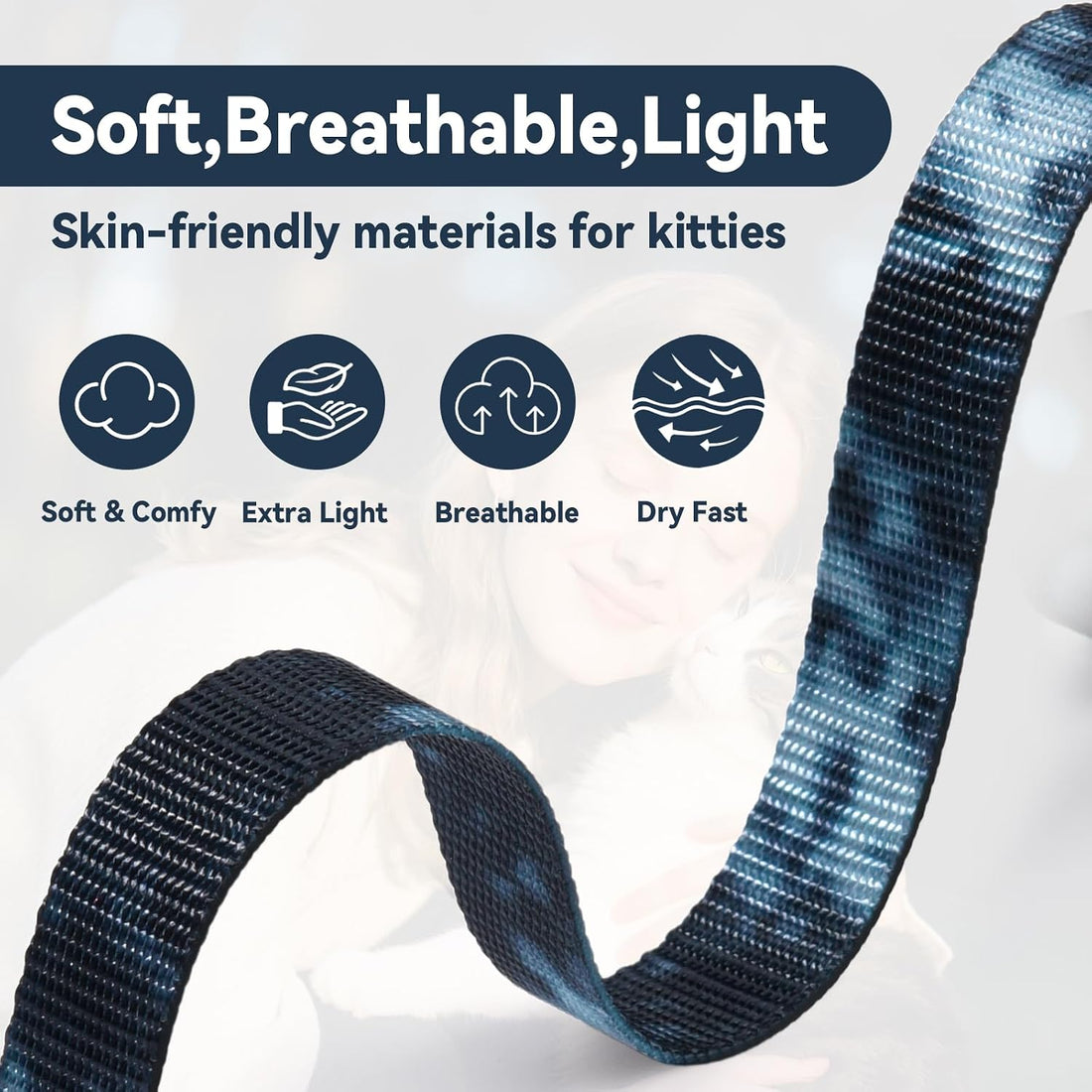 Cat Harness and Leash Set, 3-in-1 Escape Proof Adjustable