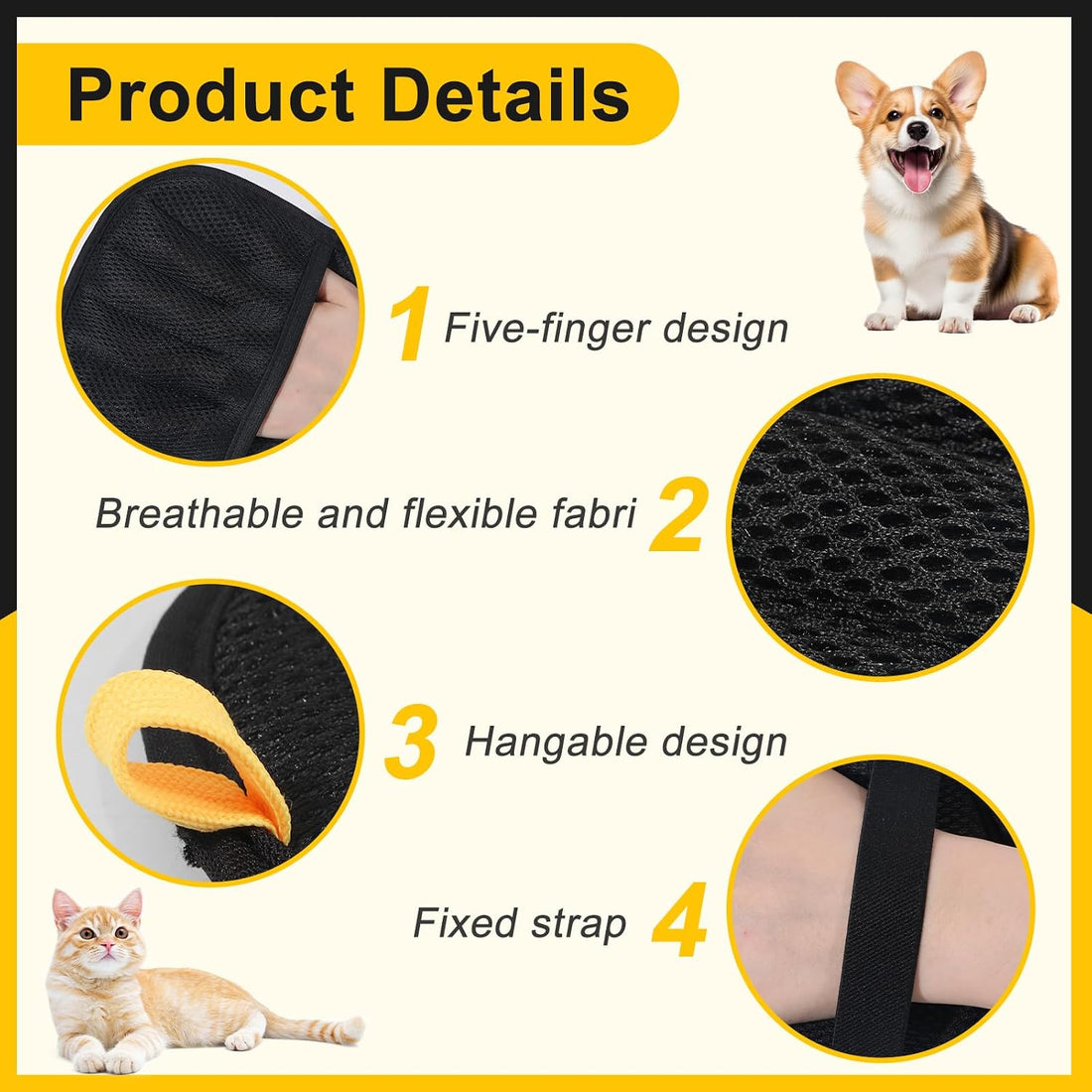 2-Pack Pet Hair Remover Gloves