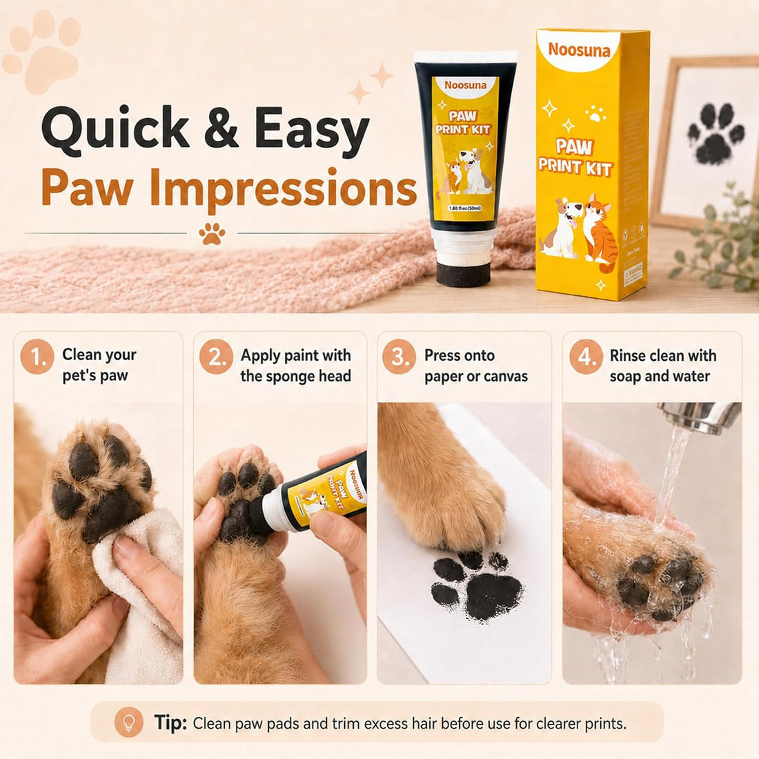 Dog Safe Paint for Paws with Sponge Applicator, 1.69 fl oz