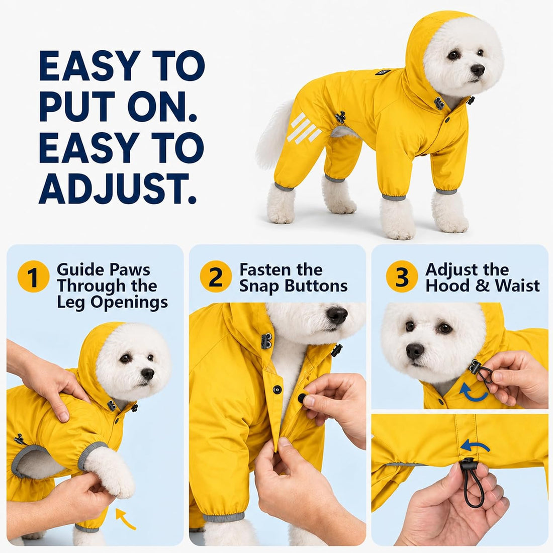 Dog Raincoat Pup Hood Waterproof Dog Rain Jacket with Reflective
