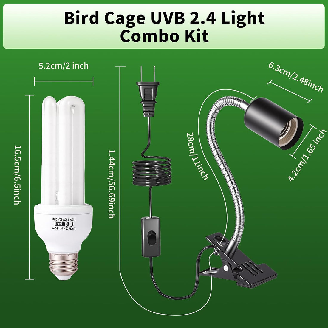 HarmonyHome Bird Cage UVB Light Combo Kit