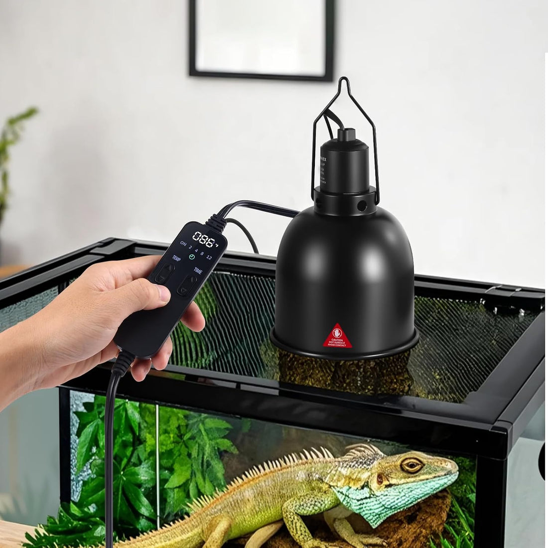 DXOPHIEX 5.5inch Deep Reptile Light Fixture with Thermostat and Timer