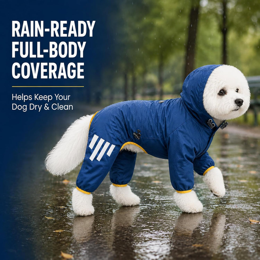Dog Raincoat Pup Hood Waterproof Dog Rain Jacket with Reflective