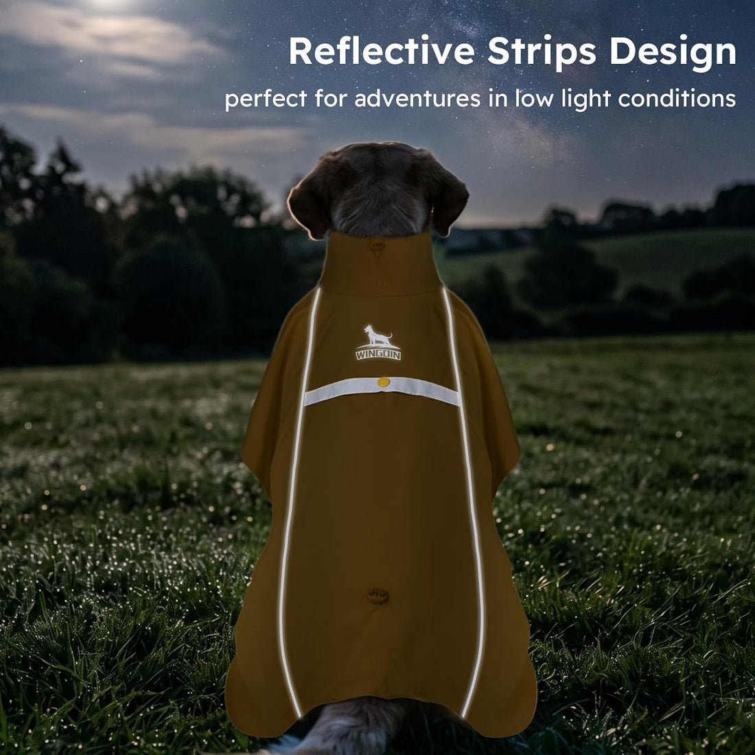 WINGOIN Dog Raincoat, Waterproof Dog Rain Jacket with Removable Hood