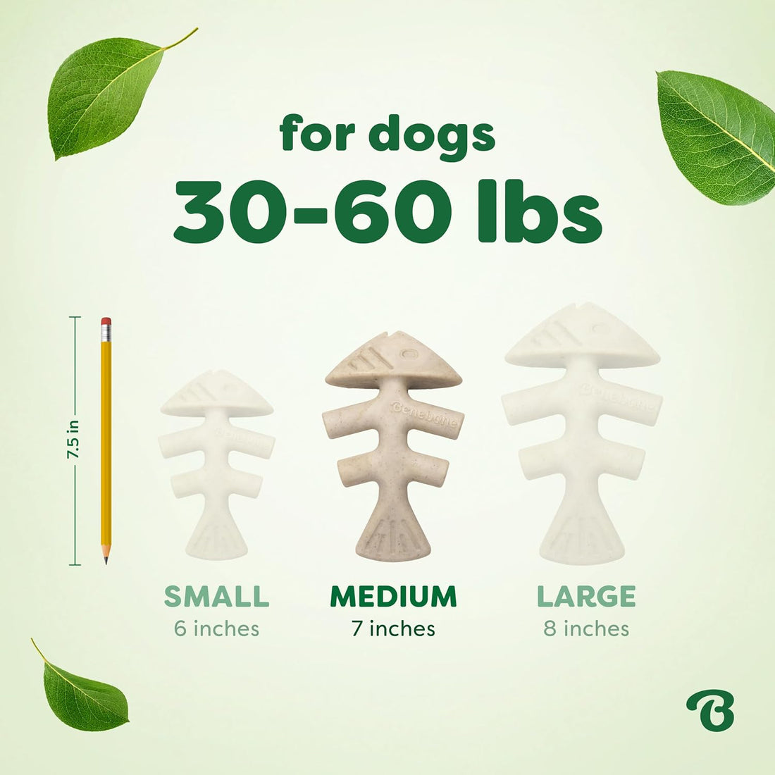 Benebone Plant-Based Fishbone Toy for Modest Chewers, Real Salmon