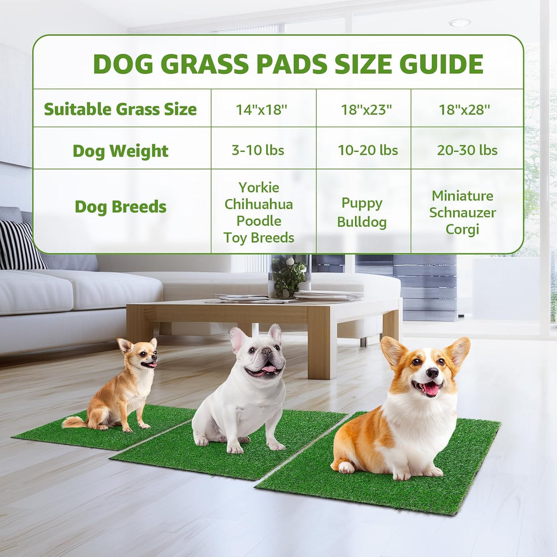 LOOBANI Dog Grass Pee Pads, 2 Pack Artificial Grass for Potty Tray
