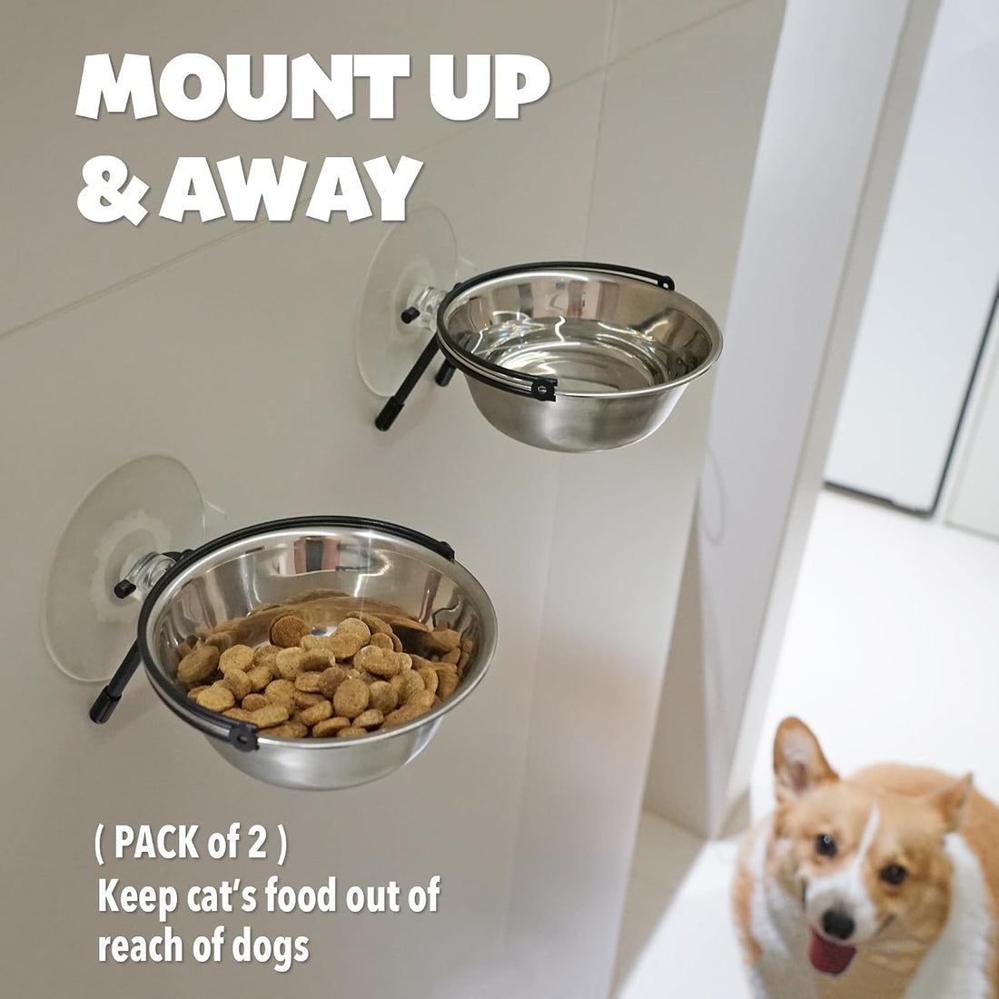 PETKARAY Window Bowls for Indoor Cats, 12 Ounces Food Bowl for Window