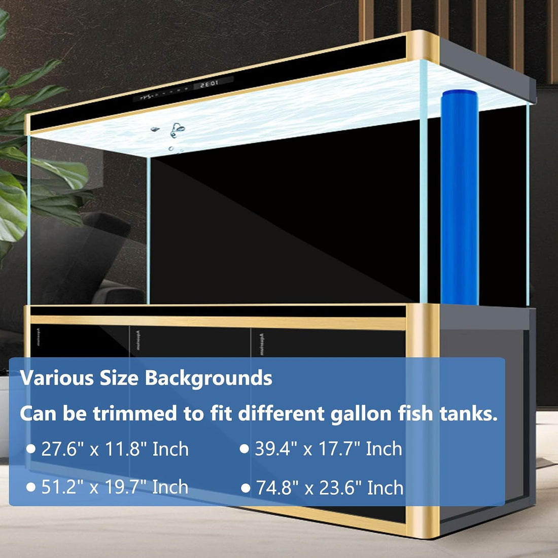 XCNO Black Aquarium Background Fish Tank Film, Static Cling