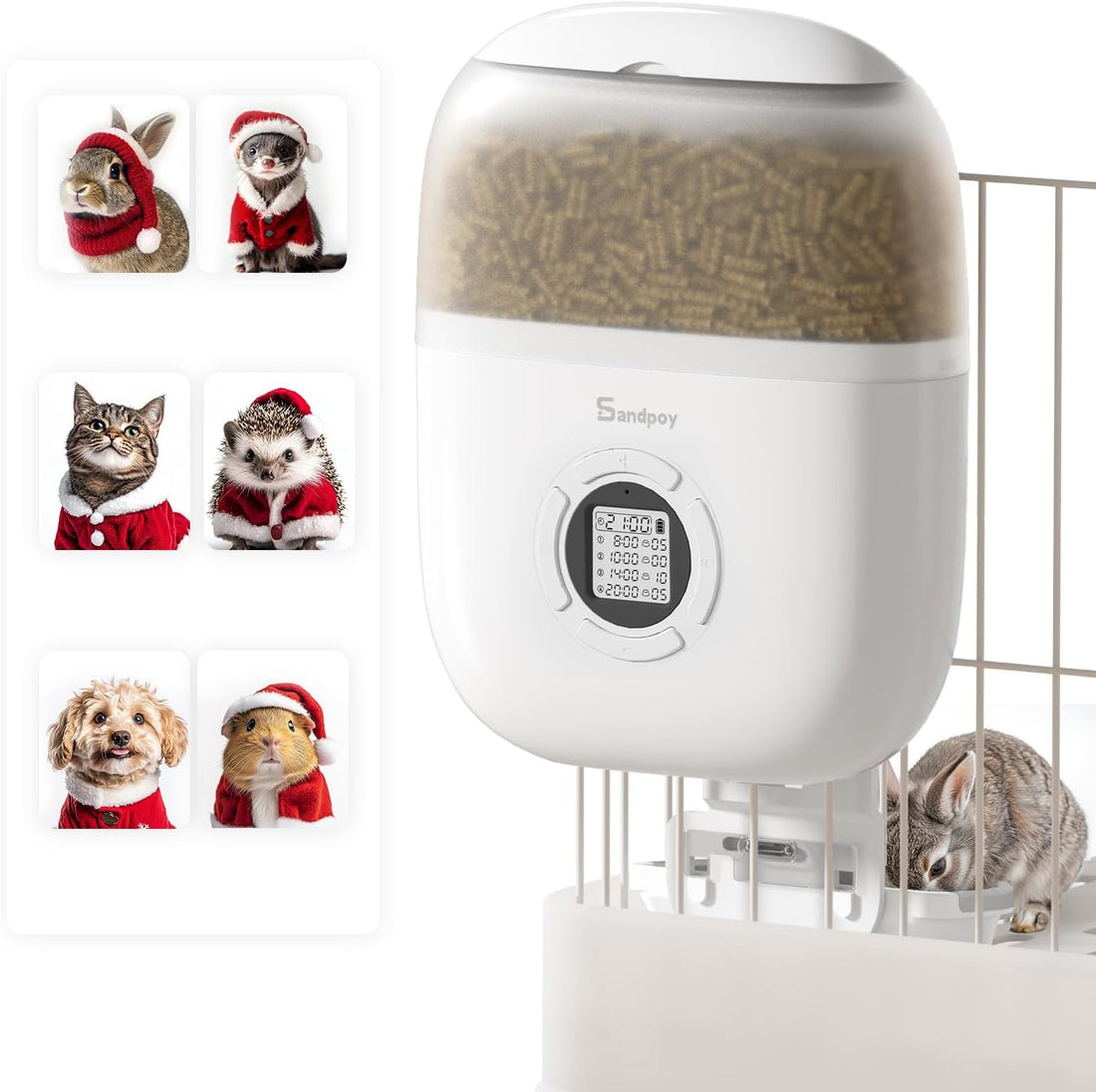 Sandpoy Hanging Automatic Rabbit Feeder with 1080P Camera for Cages