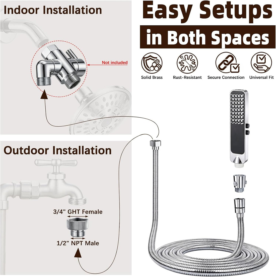 YDmeet High Pressure Dog Shower Attachment with Outdoor Adapter