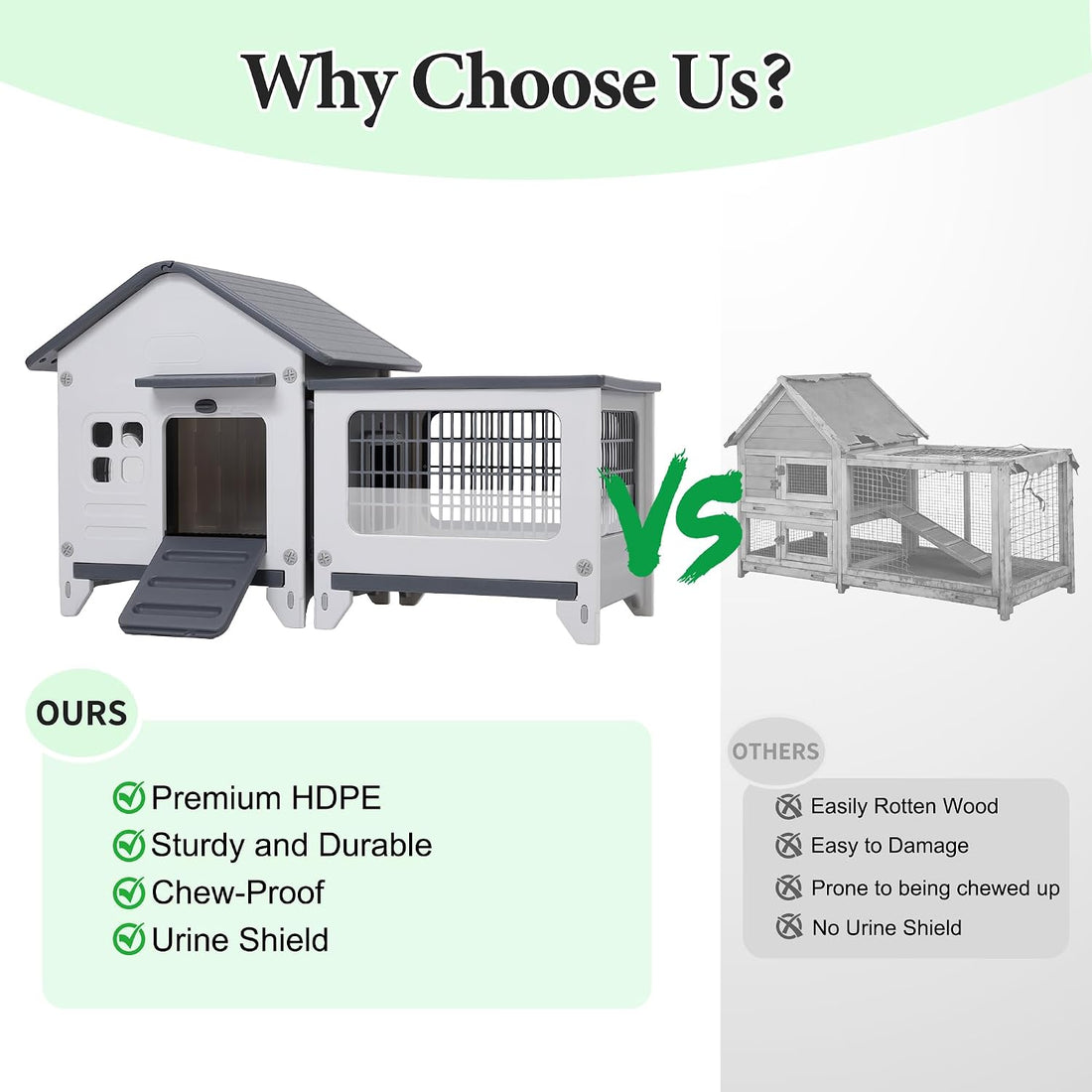 Rabbit Hutch Outdoor Indoor Plastic Bunny Cage Enclosure Guinea Pig