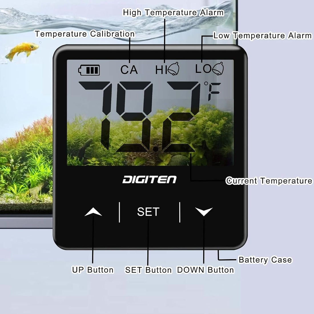 DIGITEN Aquarium Thermometer Digital Fish Tank Thermometer with Large