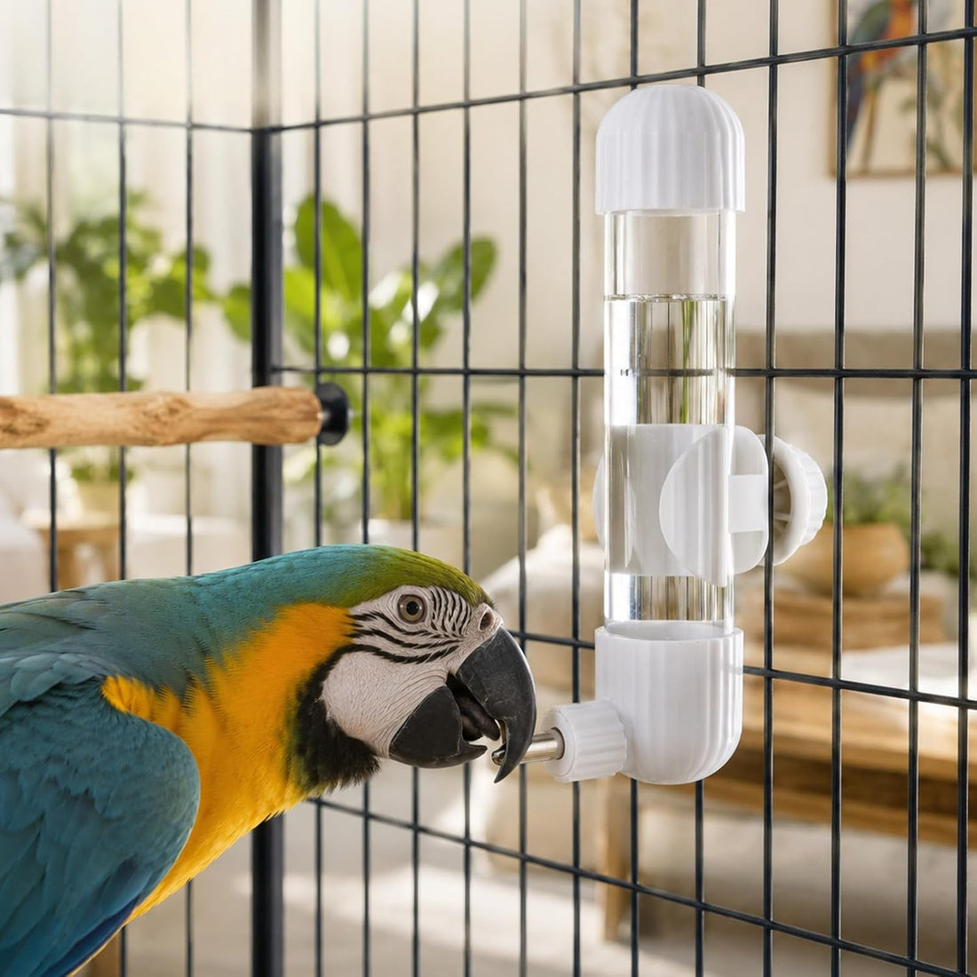 7.4 Fl Oz No Mess Bird Water Feeder, Auto Parrot Cage Water Dispenser