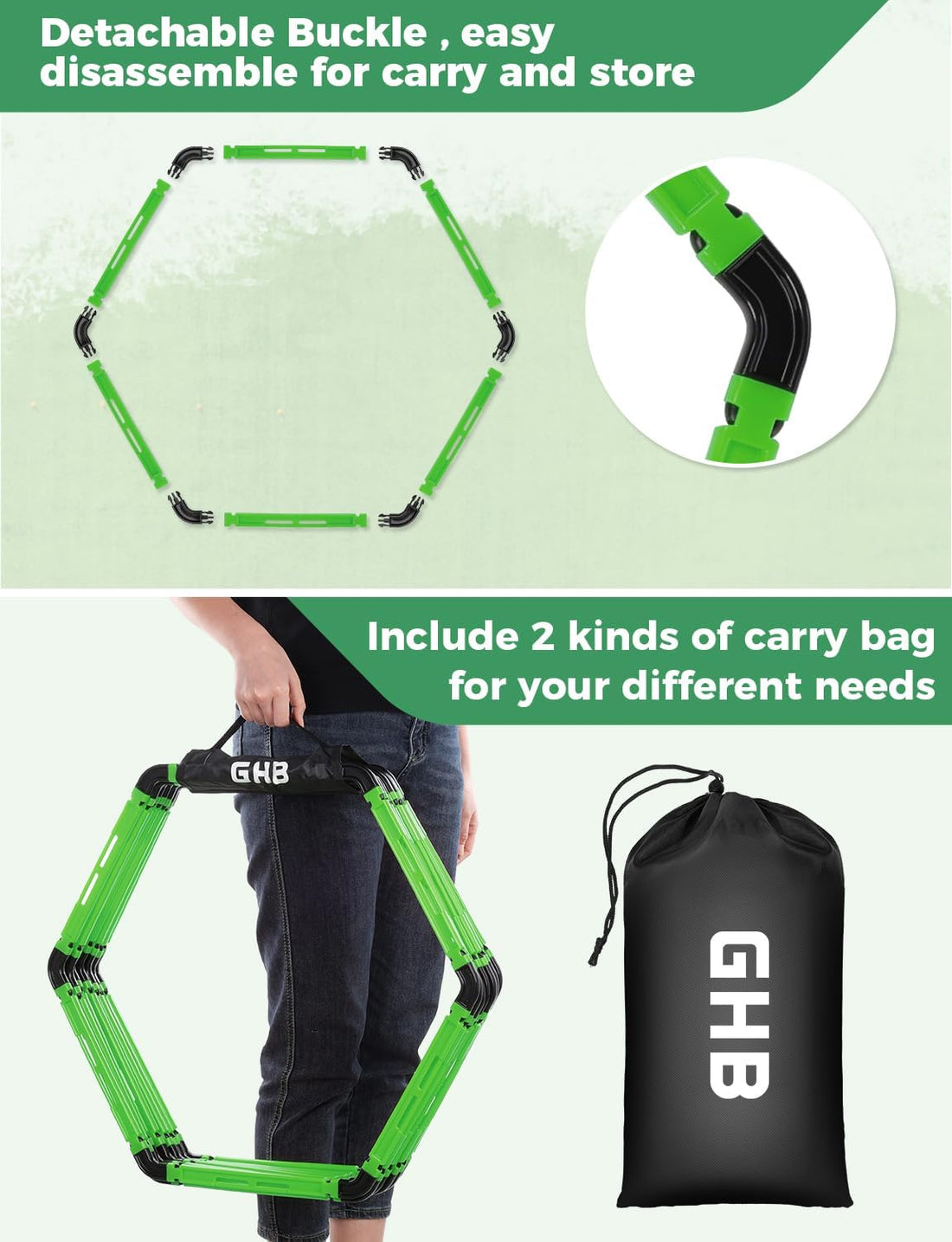 GHB Hex Agility Rings Speed Rings with Carrying Bag 6 Set