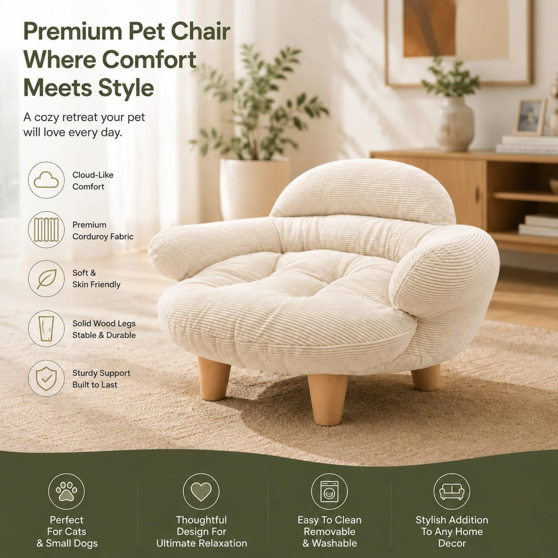 Elevated Cat Sofa Bed, Raised Cat Couch Pet Sofa for Indoor Cats