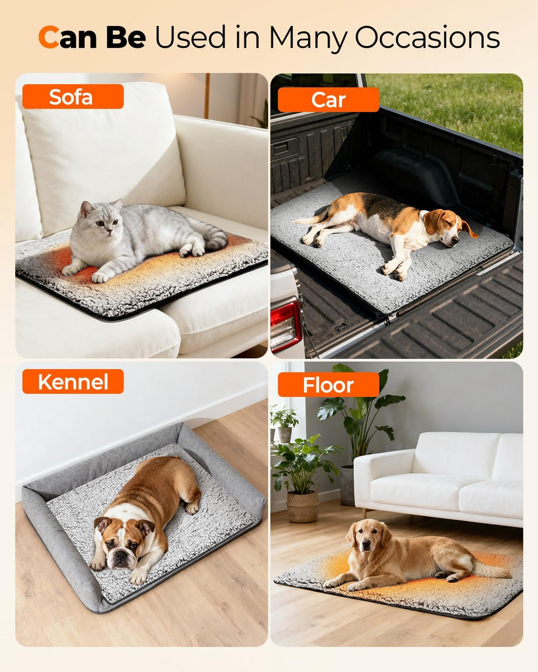 Self Warming Cat Bed, Warm Thermal Dog Pad Self Heating Pet Mat 15 X
