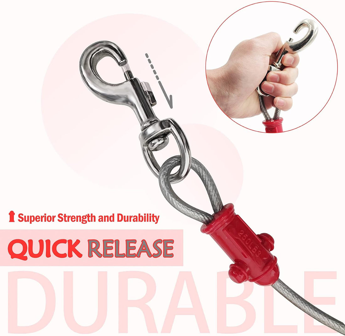 Petest Reflective Tie Out Cable with Crimp Cover for Super Dogs Up
