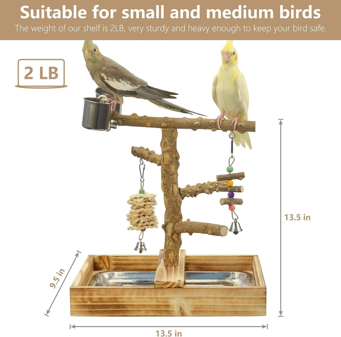 LIMIO Natural Wood Bird Toys Playground, Bird Cage Accessories