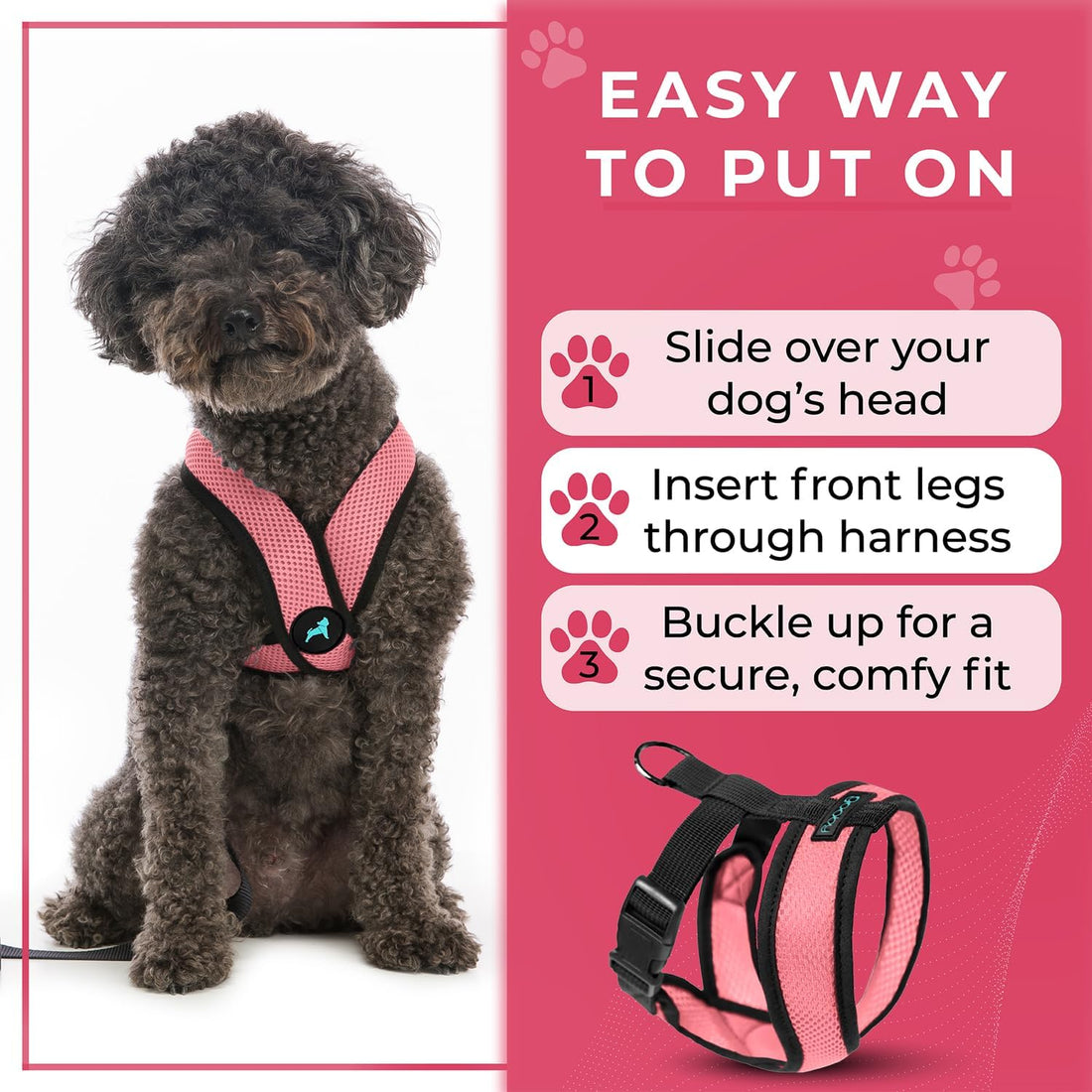Gooby Comfort X Head in Harness - Pink