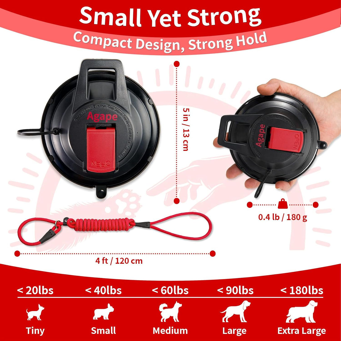 Agape Heavy Duty Dog Bath Suction Cup with Grooming Restraint Leash