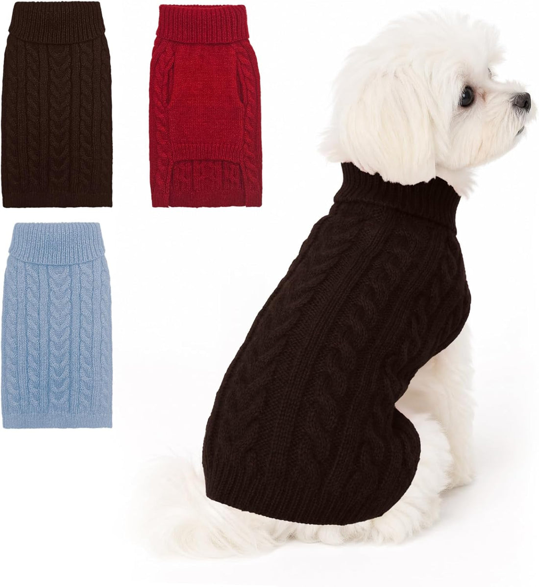 Dog Sweater 3 Pack for Small Dogs, S