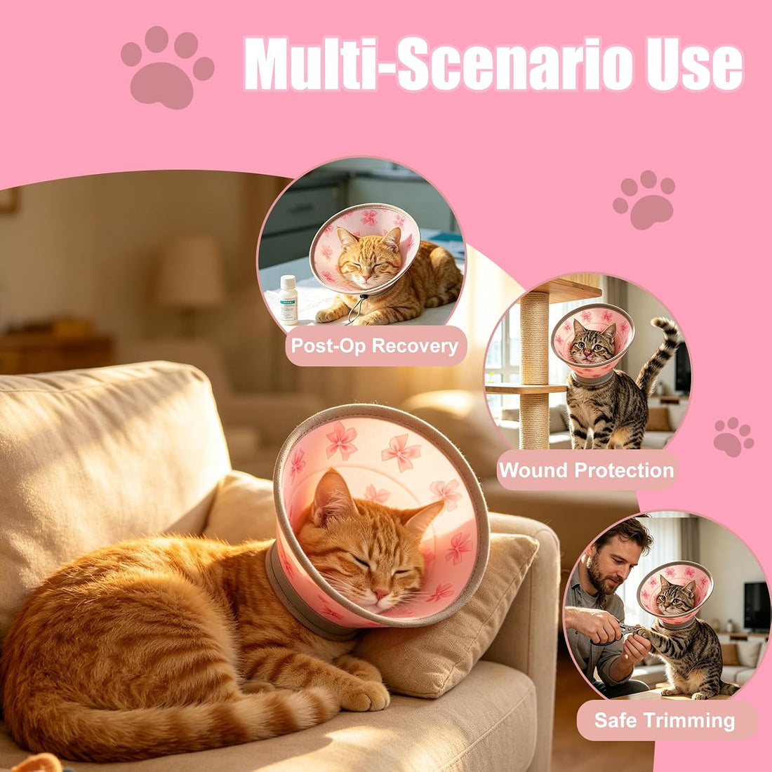 TBAMTBW Soft Cat Cone Collar Adjustable Elizabethan Recovery Collar
